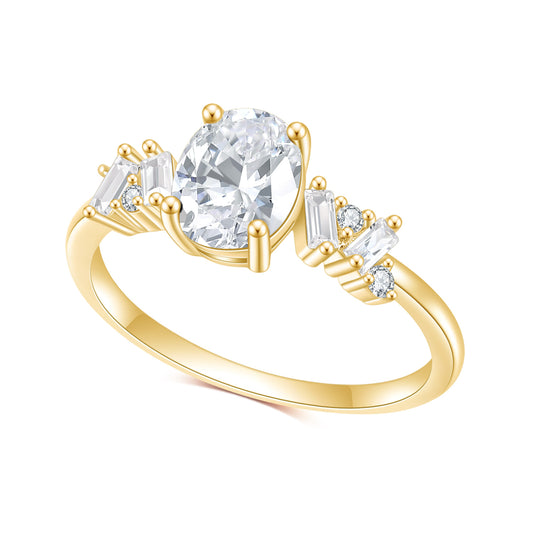 Affordable luxury fashion S925Sterling Silver Inlaid5A Zircon Ring Classic Style Gemstone Plated14k Gold Ring