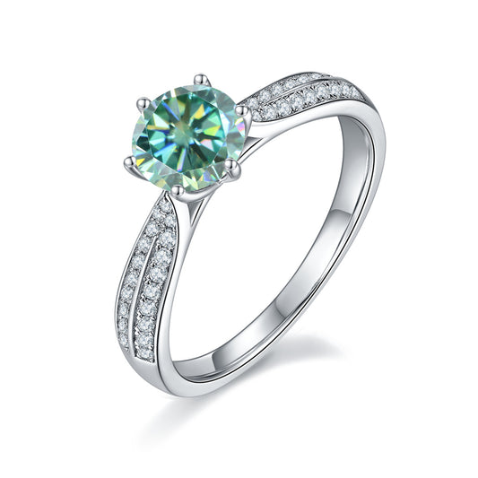 Green Moissanite1Carat Starlight Queen Ring Set GRA Certificate Affordable luxury fashion s925Silver Gemstone Ring
