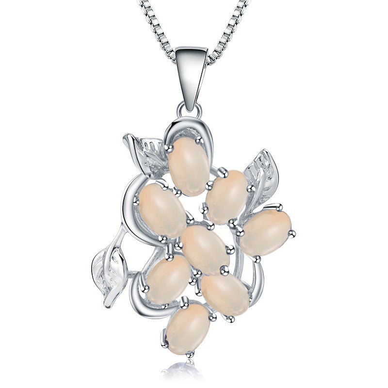 Design Sense Jewelry Topaz Pendant Retro Natural Gemstone Inlay s925Silver Necklace Pendant