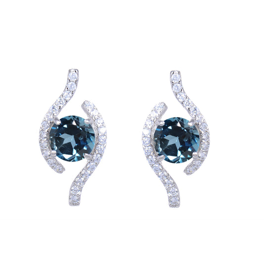 Soft Natural Topaz Earrings New Style Garnet s925Sterling Silver Inlaid Colorful Gemstone Earrings for Women TikTok