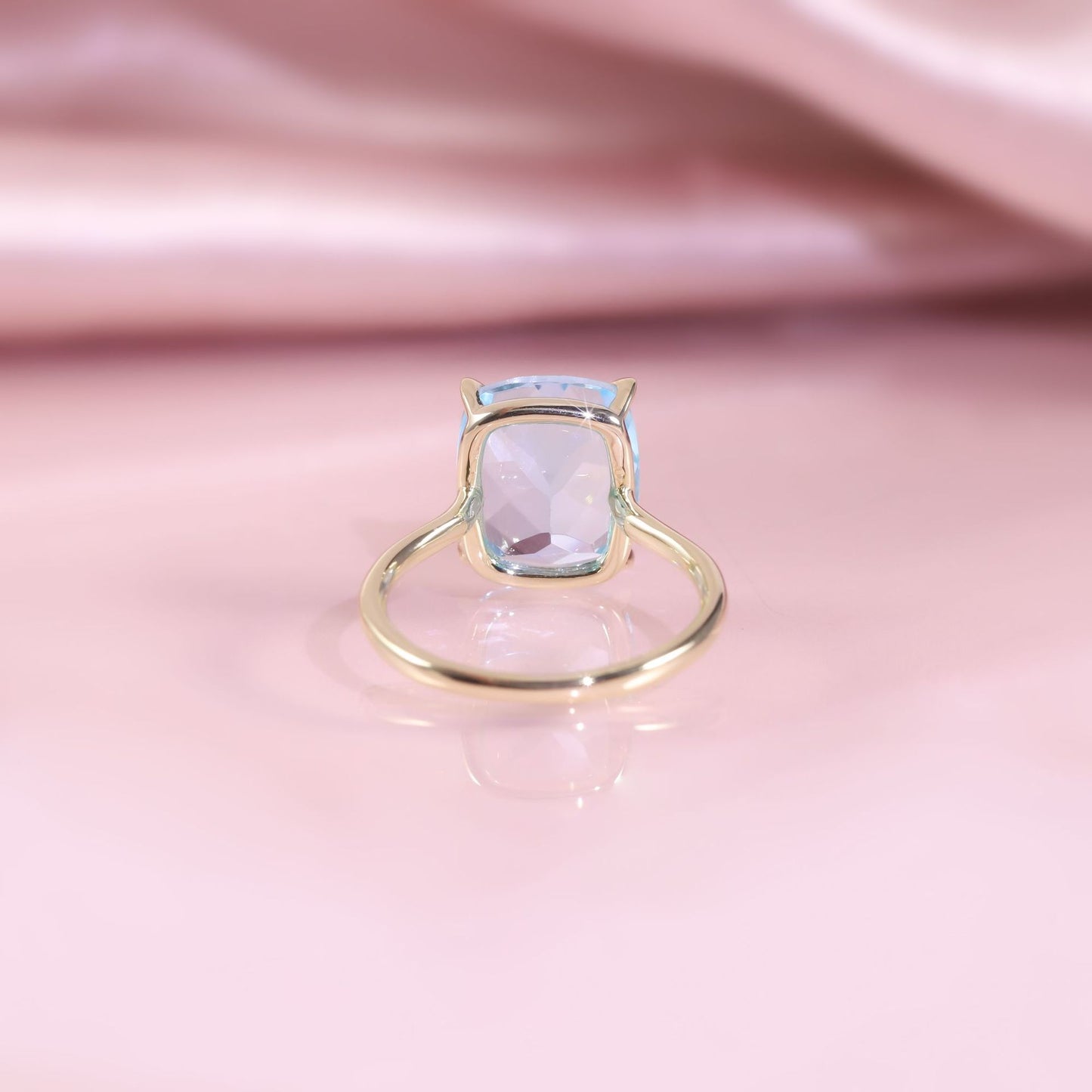 Oversized5Carat Ring s925Sterling Silver Inlaid Natural Pink Topaz Square Ring Thin