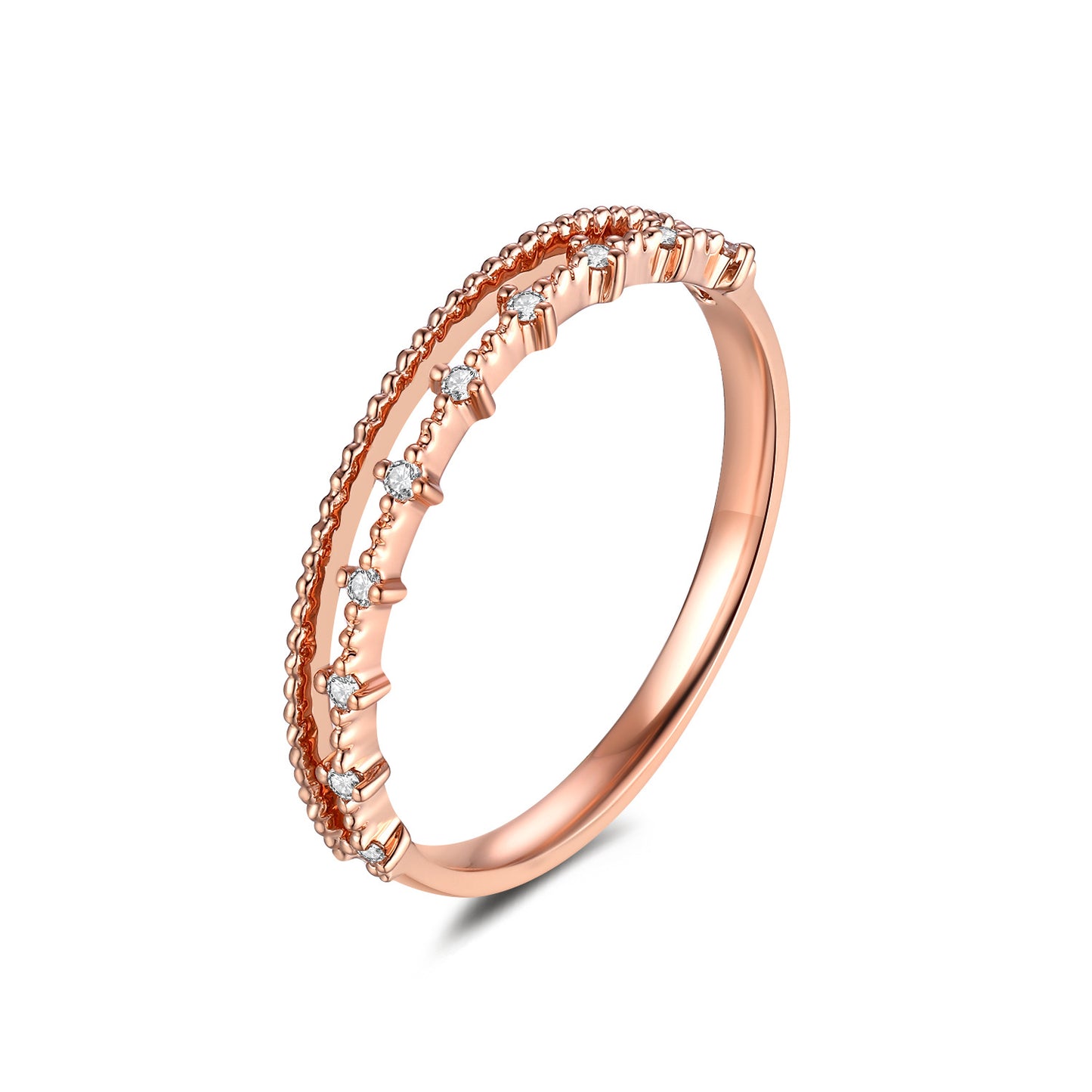 Niche design18k Gold Inlaid Cultivated Diamond Ring Rose Gold Diamond k Gold Ring Diamond Ring ins Wind Female