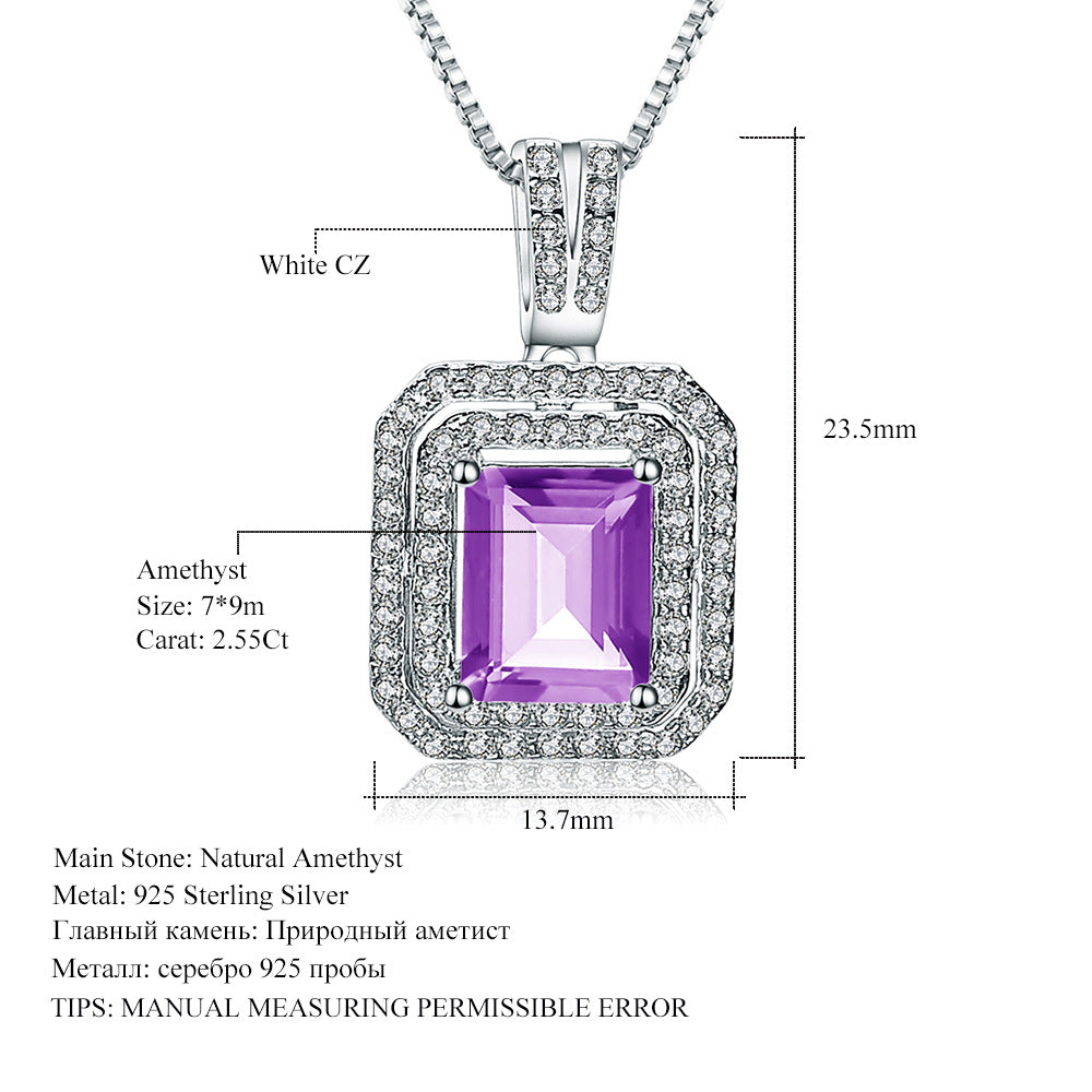 Luxurious Natural Topaz Silver Necklace Fashionable and Luxurious Inlay925Silver Crystal Necklace Pendant