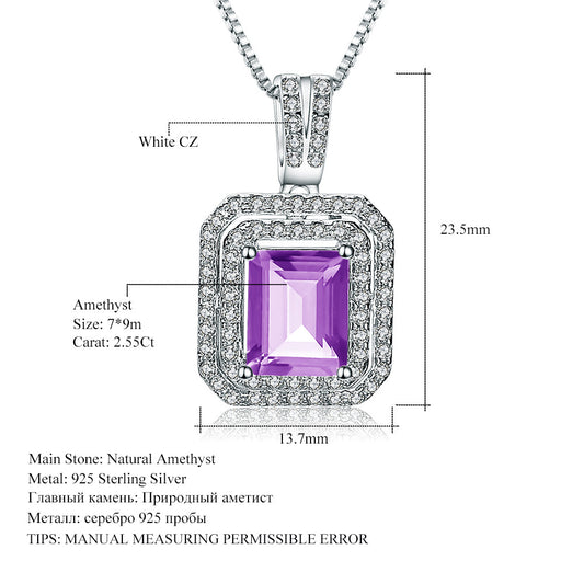 Luxurious Natural Topaz Silver Necklace Fashionable and Luxurious Inlay925Silver Crystal Necklace Pendant