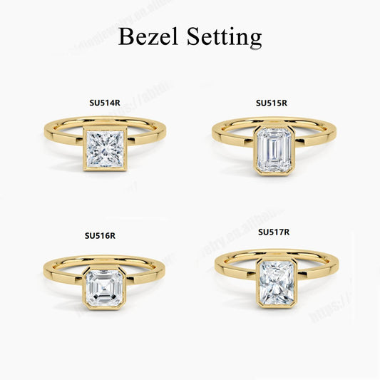 Minimalist High-End Ring s925Sterling Silver Moissanite Princess Cut Radiant1Carat Wedding Ring