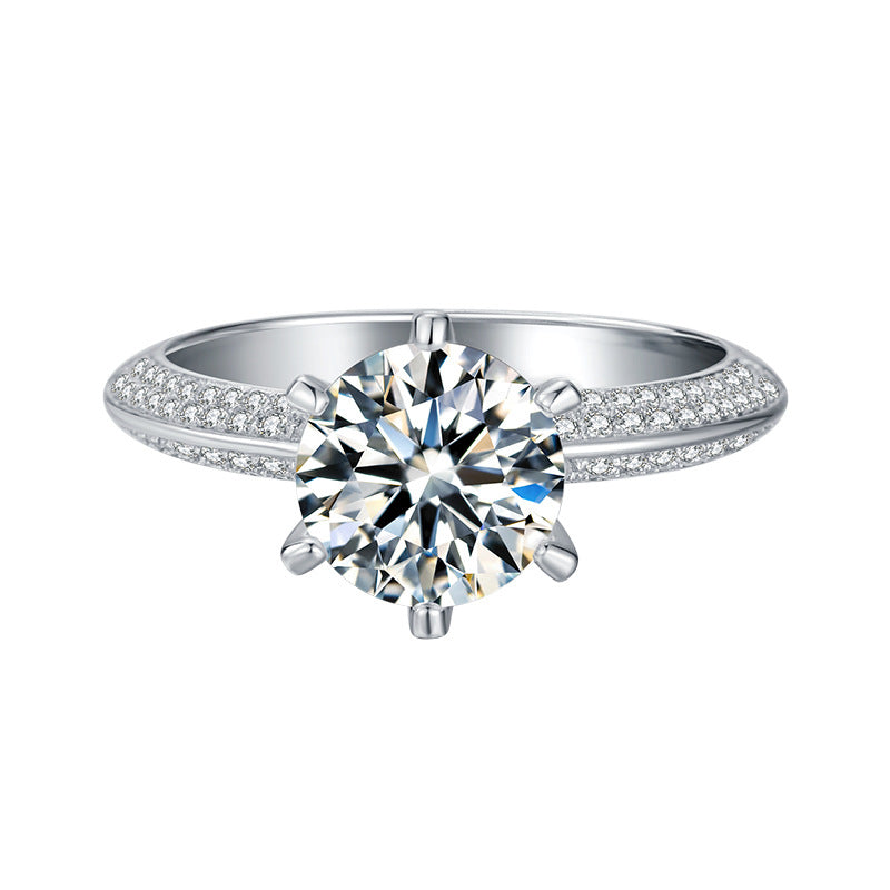 GRA Certificate Moissanite2ct3Carat Ring Light Luxury925Silver Half Wall Jiangshan Large Carat Moissanite Gemstone Ring