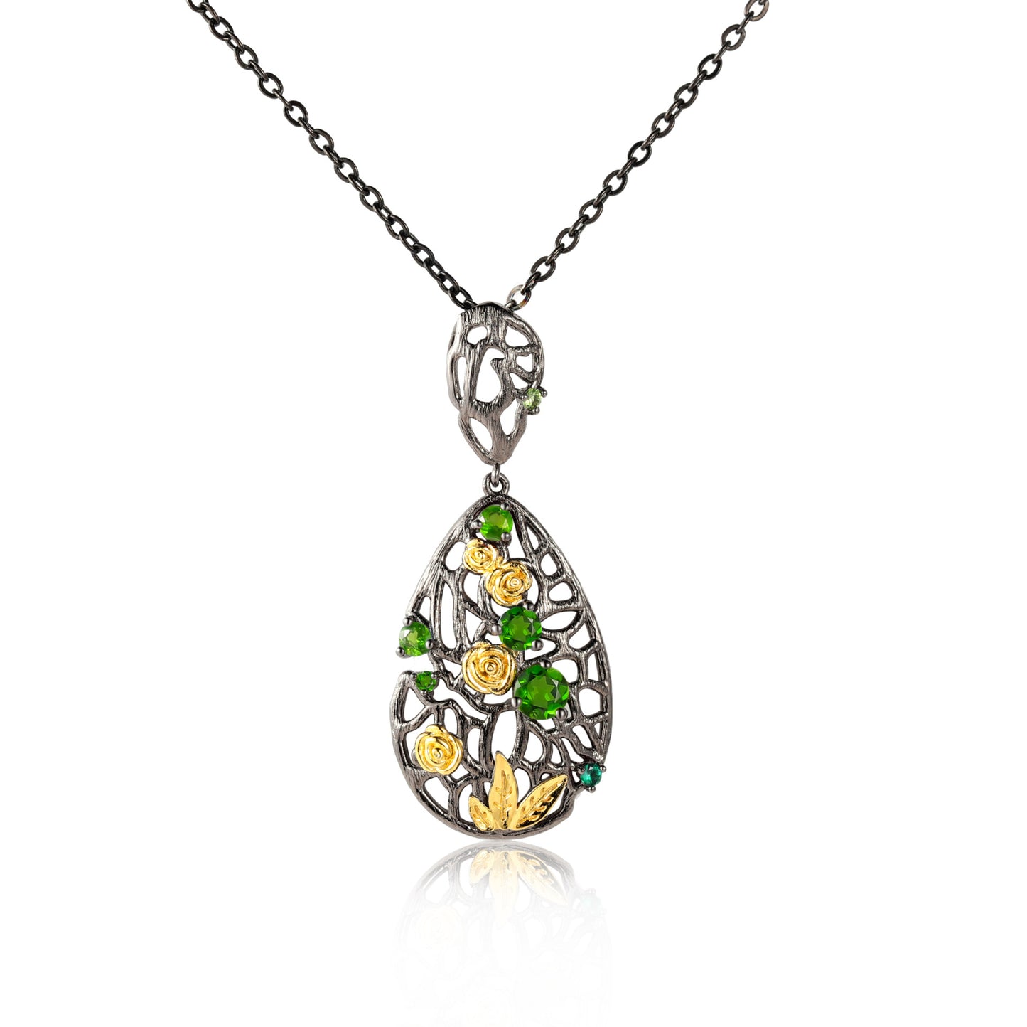 Rose Appointment Pendant925Sterling Silver Natural Gemstone Necklace for Women Vintage High-end Jewelry Wholesale New Style
