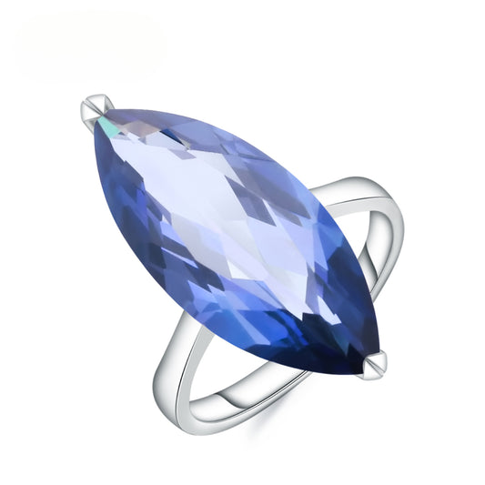 Marquise Gemstone Sapphire Crystal Ring High-End Fashion s925Sterling Silver Inlaid Gemstone Ring