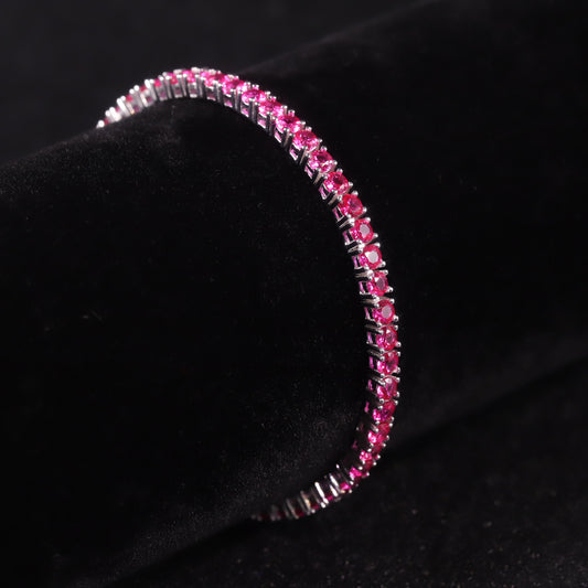 Luxurious Colorful Gemstone Bracelet3/4/5mm Tennis Chain925Sterling Silver Inlaid Cultivated Ruby Bracelet Summer New Arrival