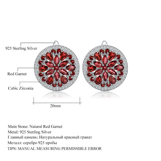 Elegant Natural Gemstone Earrings with Light Luxury Inlaid Ruby s925Sterling Silver Crystal Earrings Wholesale