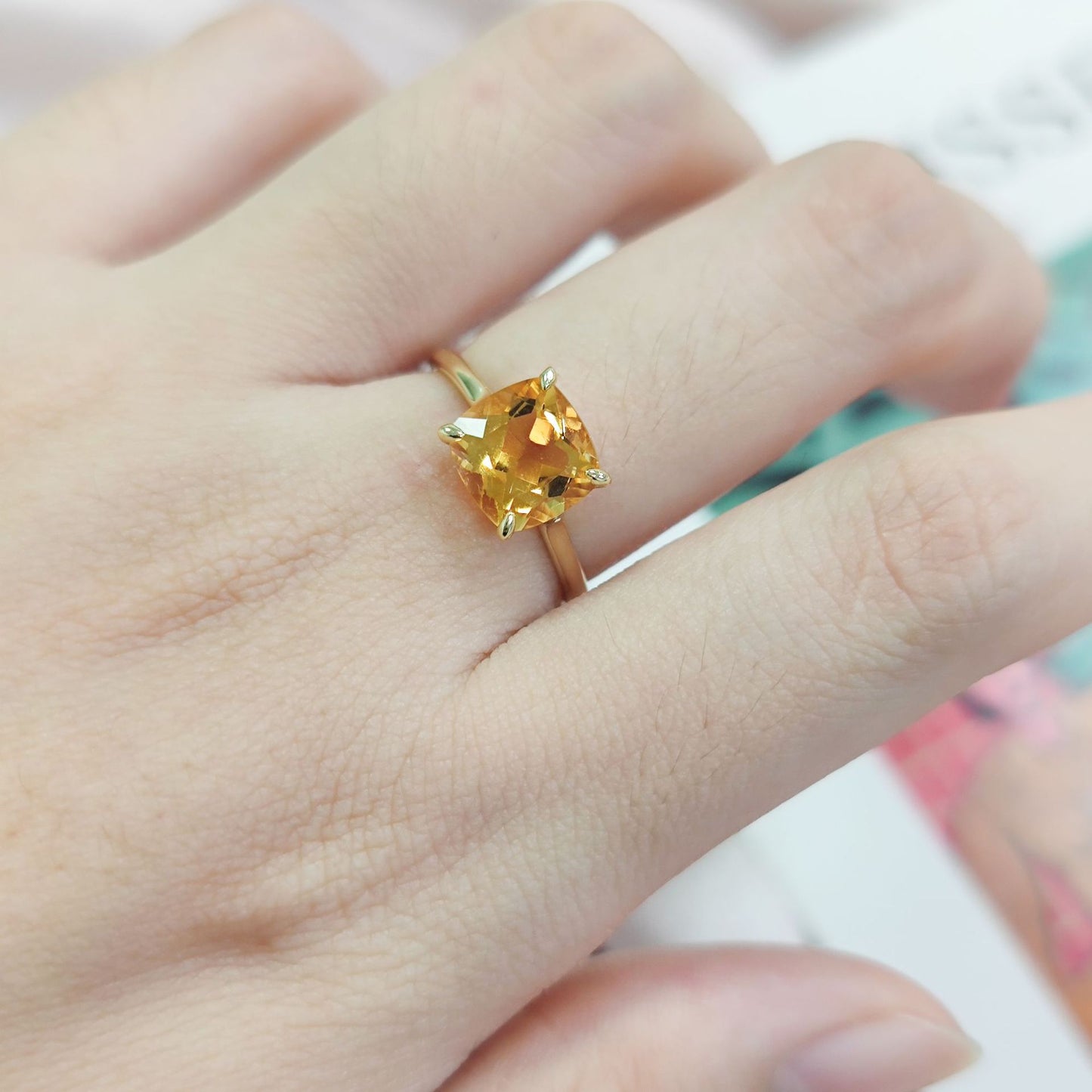 ins Wind s925Sterling Silver Ring Inlaid with Natural Topaz Crystal Sugar Cube Ring1.75/2Carat Gemstone Ring