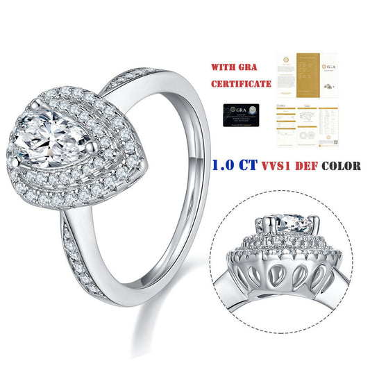 925Sterling Silver Plated18k Luxurious Moissanite Proposal Ring1Carat D Moissanite Full Diamond Ring
