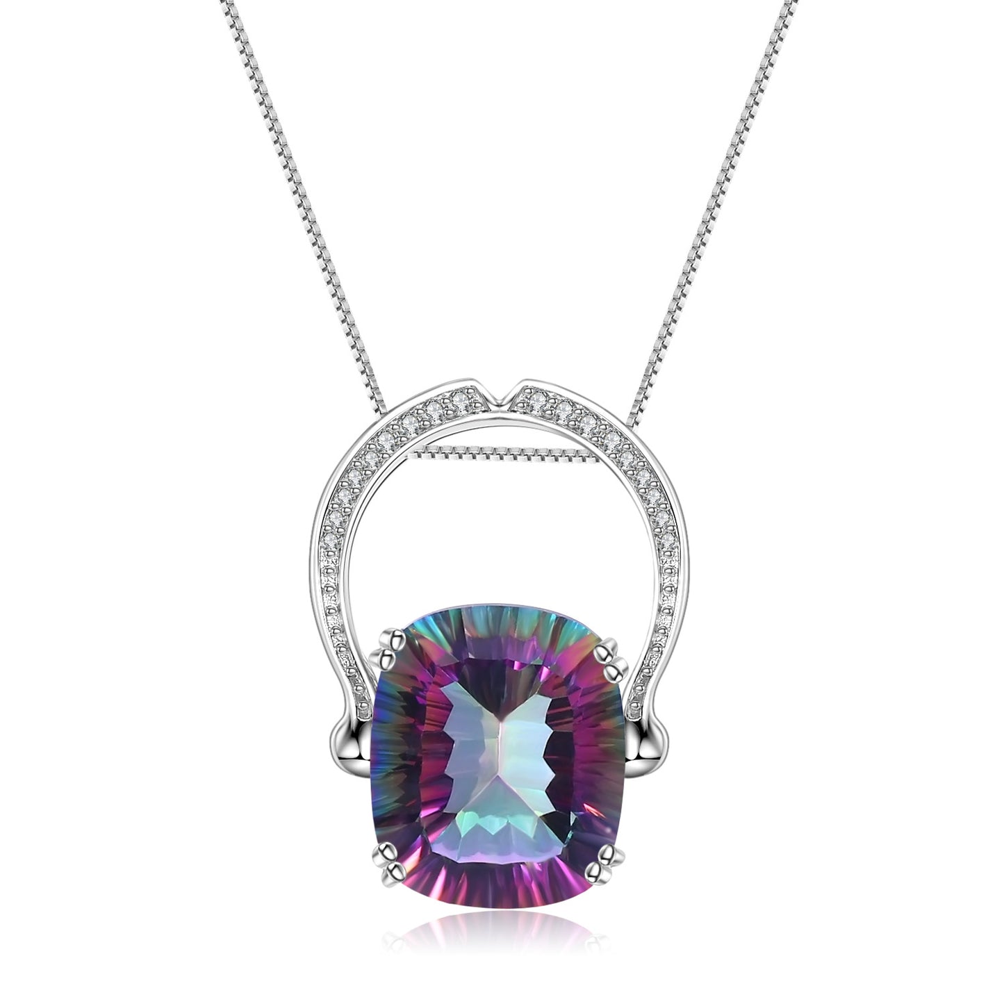 Vintage Design Sense Jewelry Party Matching Necklace Personality925Sterling Silver Inlaid Colorful Crystal Necklace Pendant