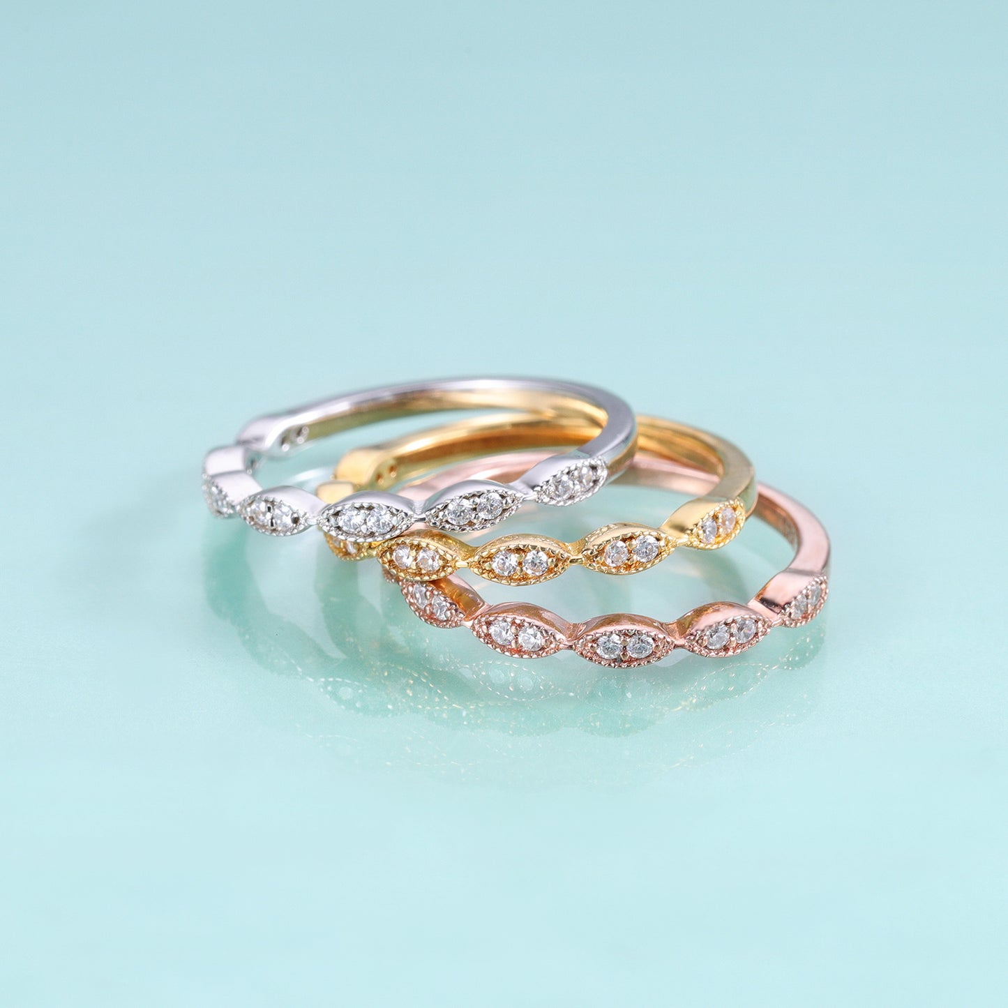 Hot-selling Simple and Exquisite s925Silver Inlaid Moissanite Ring Rose Gold Yellow Gold Color Stacking Wedding Ring