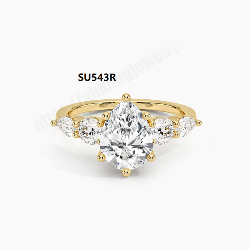 Luxurious Gold Ring18k Gold Inlaid with Moissanite1Carat Wedding Ring with a Sense of Sophistication9/10/14k Gold Ring Setting Blank
