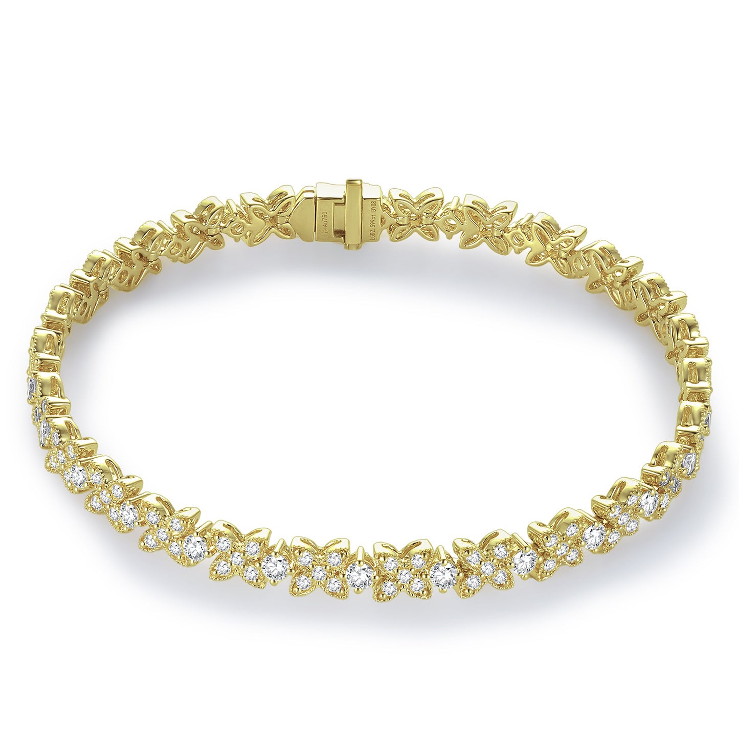 Bright Diamond18k Gold Bracelet with Cultivated Diamond Flower Au750Platinum Bracelet Full of Diamonds with a Sense of Design