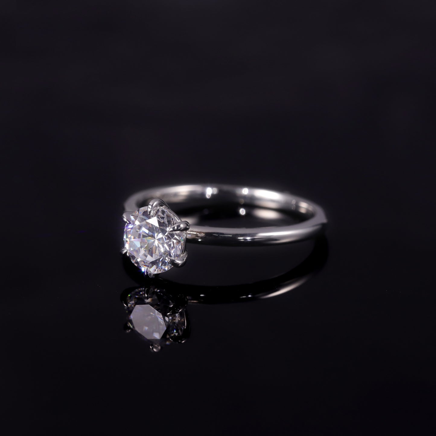Classic Six-Claw1Carat D Color Diamond Ring for Women Simple Fashion18k Gold Inlaid Cultivated Diamond Ring AU750