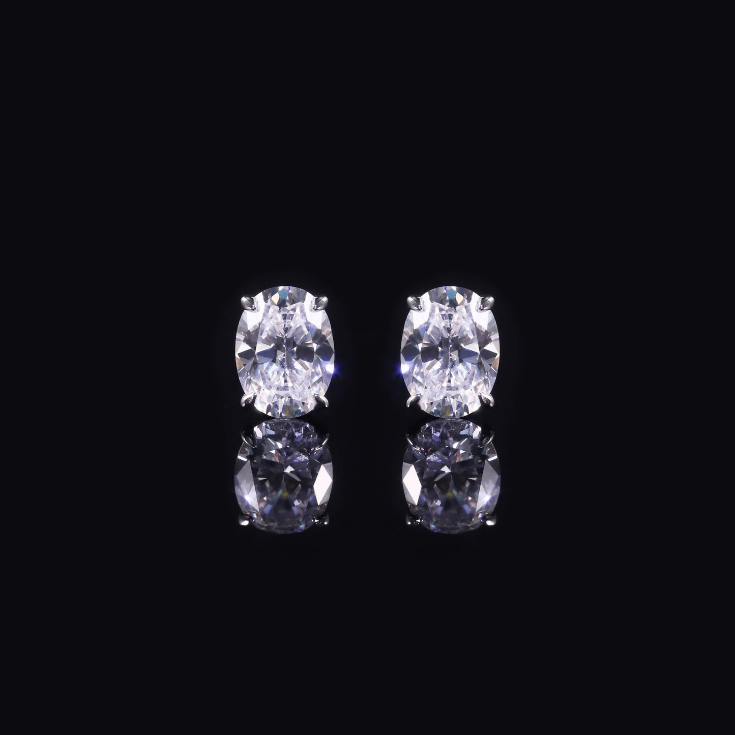 European Style Oval Moissanite Stud Earrings with Four Claws0.5/1/2Carat Egg Shape s925Minimalist Sterling Silver Earrings for Women