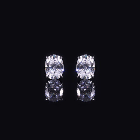 European Style Oval Moissanite Stud Earrings with Four Claws0.5/1/2Carat Egg Shape s925Minimalist Sterling Silver Earrings for Women