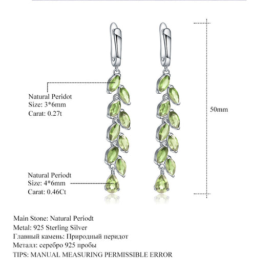 Luxury Fashion Natural Peridot Earrings Sense of Design s925Silver Inlaid Natural Gemstone Earrings