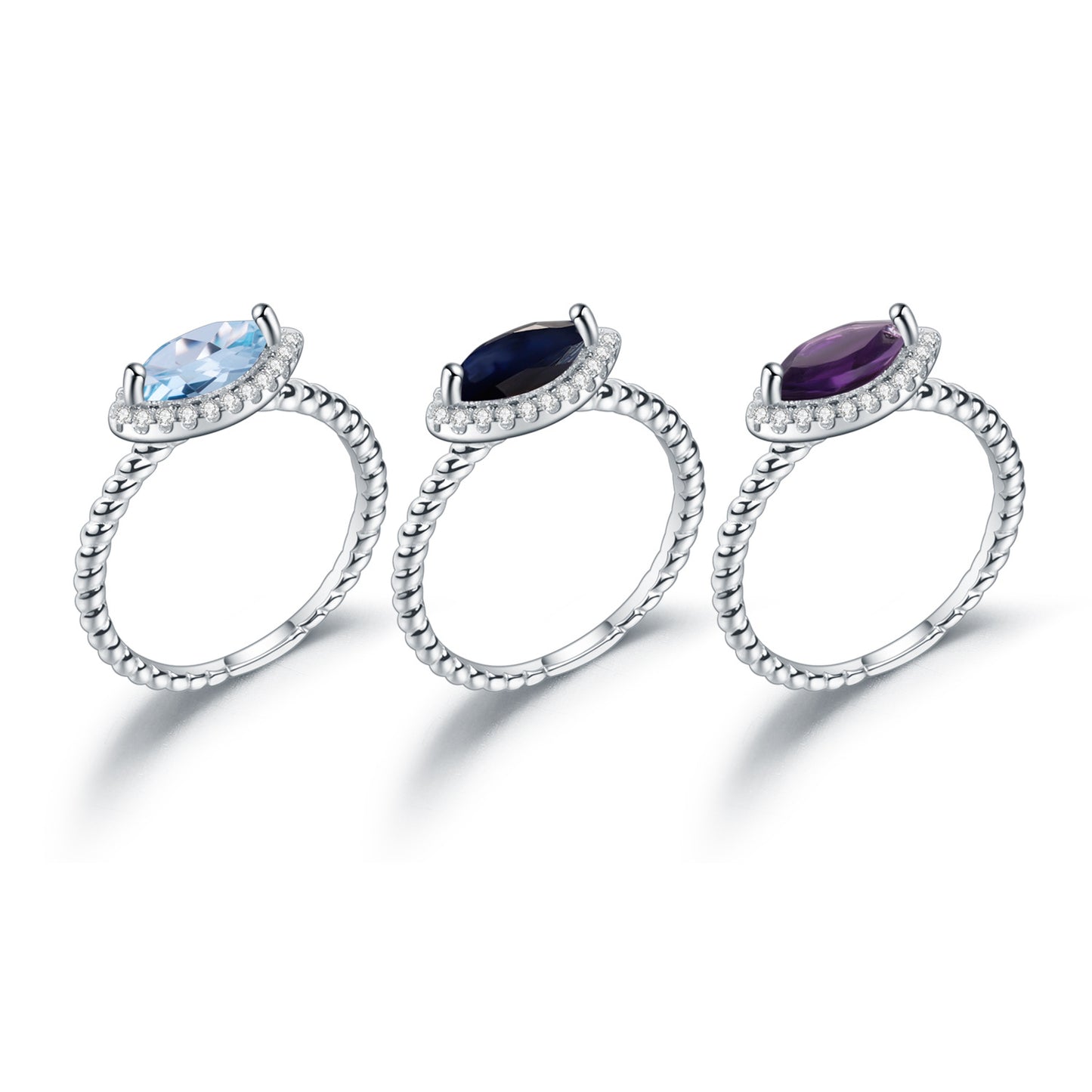 Luxury Fashion Natural Gemstone Ring In Stock Simple Temperament s925Sterling Silver Inlaid Natural Gemstone Ring