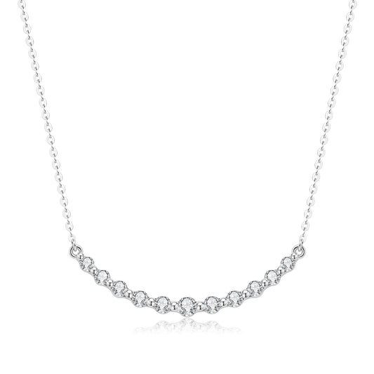 Temperament entry lux18k Gold Inlaid Cultivated Diamond Necklace with Genuine Diamond V Shape Au750k Gold and Platinum Clavicle Chain