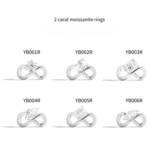 Endless Popular Wedding Rings s925Sterling Silver Ring Round Irregular Shape2Carat D Colorful Moissanite Ring