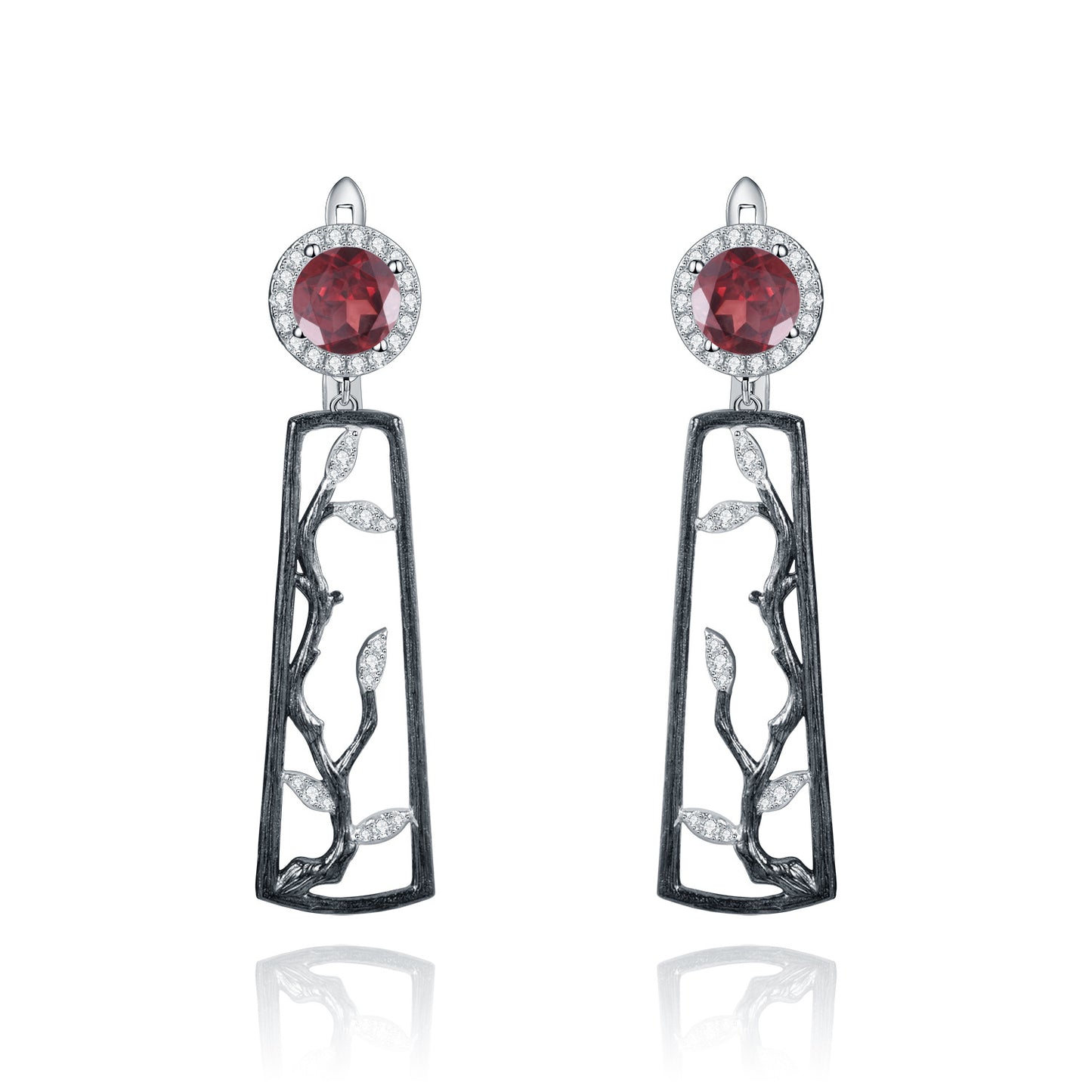 Designer Natural Amethyst Earrings Winter Plum Blossoms s925Sterling Silver Colorful Gemstone Earrings