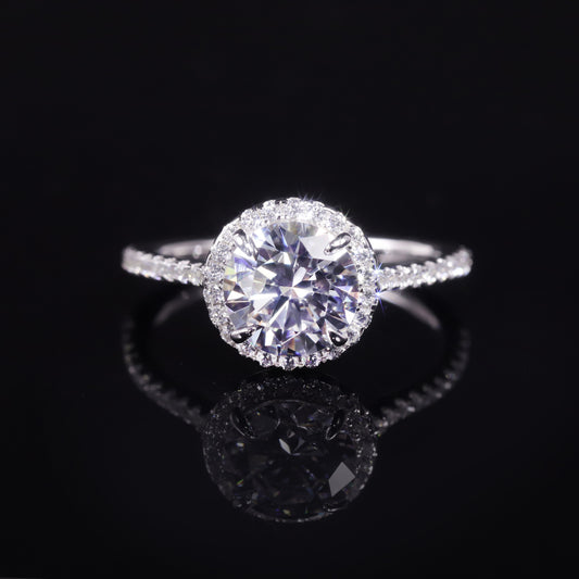Square Bag1.5Carat Moissanite Ring Fashion s925Sterling Silver round Main Stone Wedding Ring in Stock