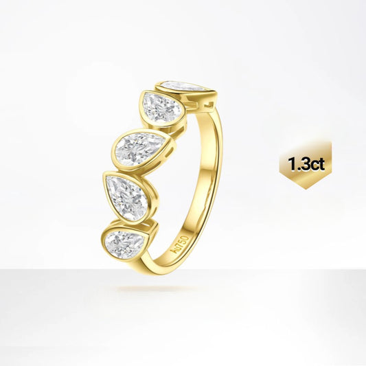 ins Wind9/10/14k Gold Ring with Small Diamond Inlay in Water Drop Shape18k Gold Inlaid Cultivated Diamond Ring Platinum Setting