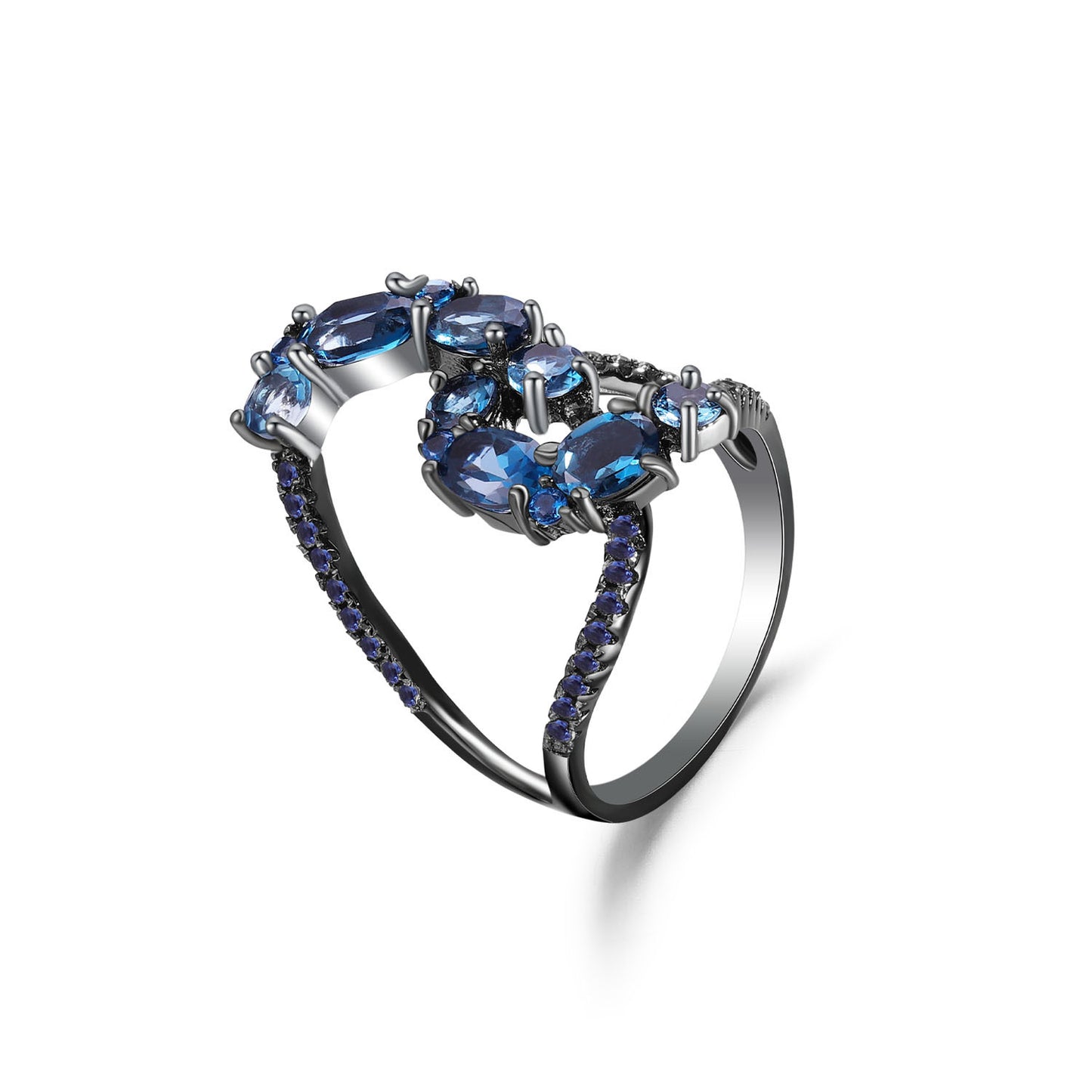 New Original Design Natural Colorful Gemstone Ring for Men and Women, Niche Irregular S925Sterling Silver Topaz Ring
