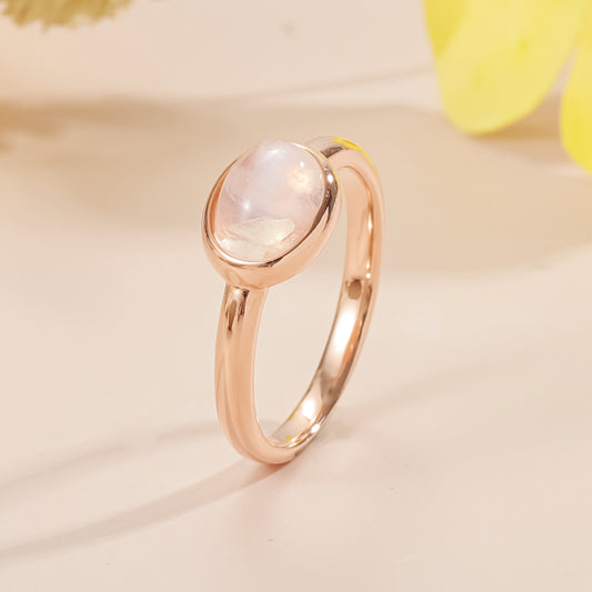 Stunningly Cool Sensation1.5Carat Gemstone Ring s925Silver Paved Natural Cream Blue Moonstone Ring Wholesale