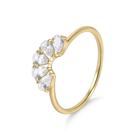 Peacock feathers s925Sterling Silver Moissanite Ring Water Drop Golden Dawn Series Ring Niche High-end Silver Jewelry