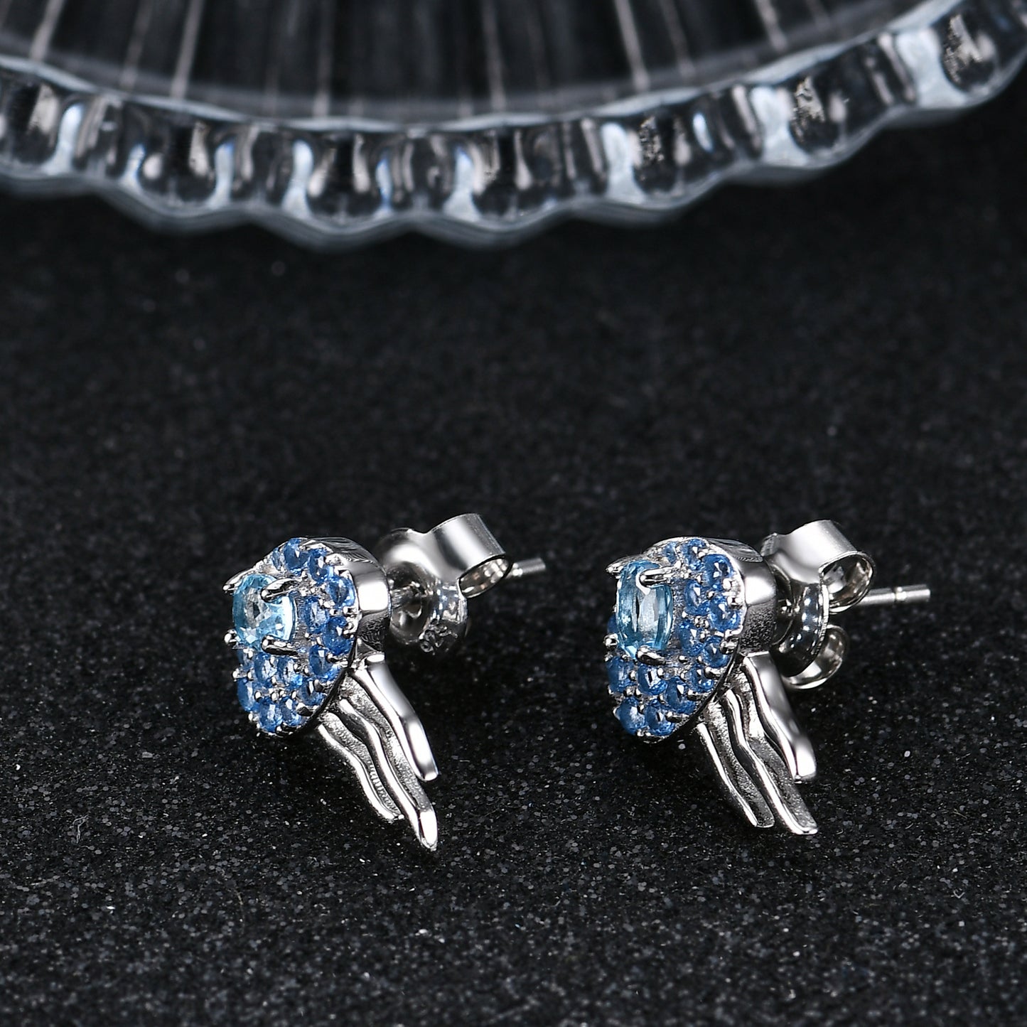 Luxury Designer Jellyfish Shaped Earrings s925Sterling Silver Inlaid Topaz Natural Gemstone Fashion Earrings