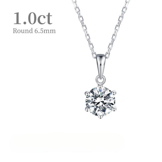 9/10/14/18k Rose Gold Platinum Gold Clavicle Chain Classic Simple Style Six Prongs1Carat Moissanite Necklace