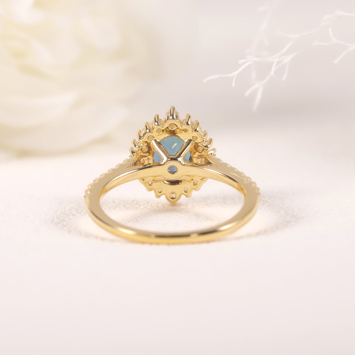 Luxury Sunflower Color-Changing Gemstone Ring s925Silver Inlaid Synthetic Alexandrite Gemstone Ring New Style