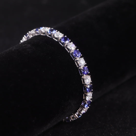 Fashion High-end Jewelry Bracelet3/4/5mm Tennis Chain s925Sterling Silver Inlaid Cultivated Sapphire Moissanite Bracelet
