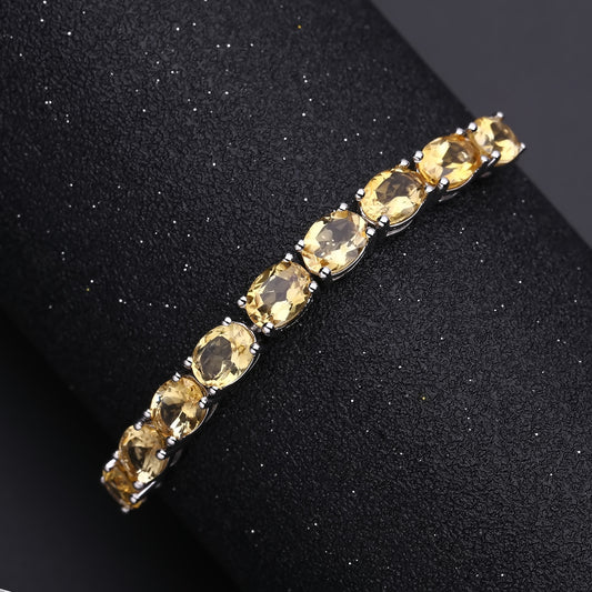 Luxurious Fashion Natural Yellow Crystal Bracelet for Women Temperament Matching s925Silver Inlaid Gemstone Natural Colorful Gem Bracelet