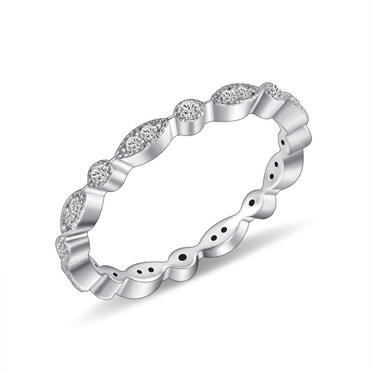 Popular Rings s925Silver Gold-Plated Inlaid Moissanite Stackable Wedding Ring Simple Design Silver Ring
