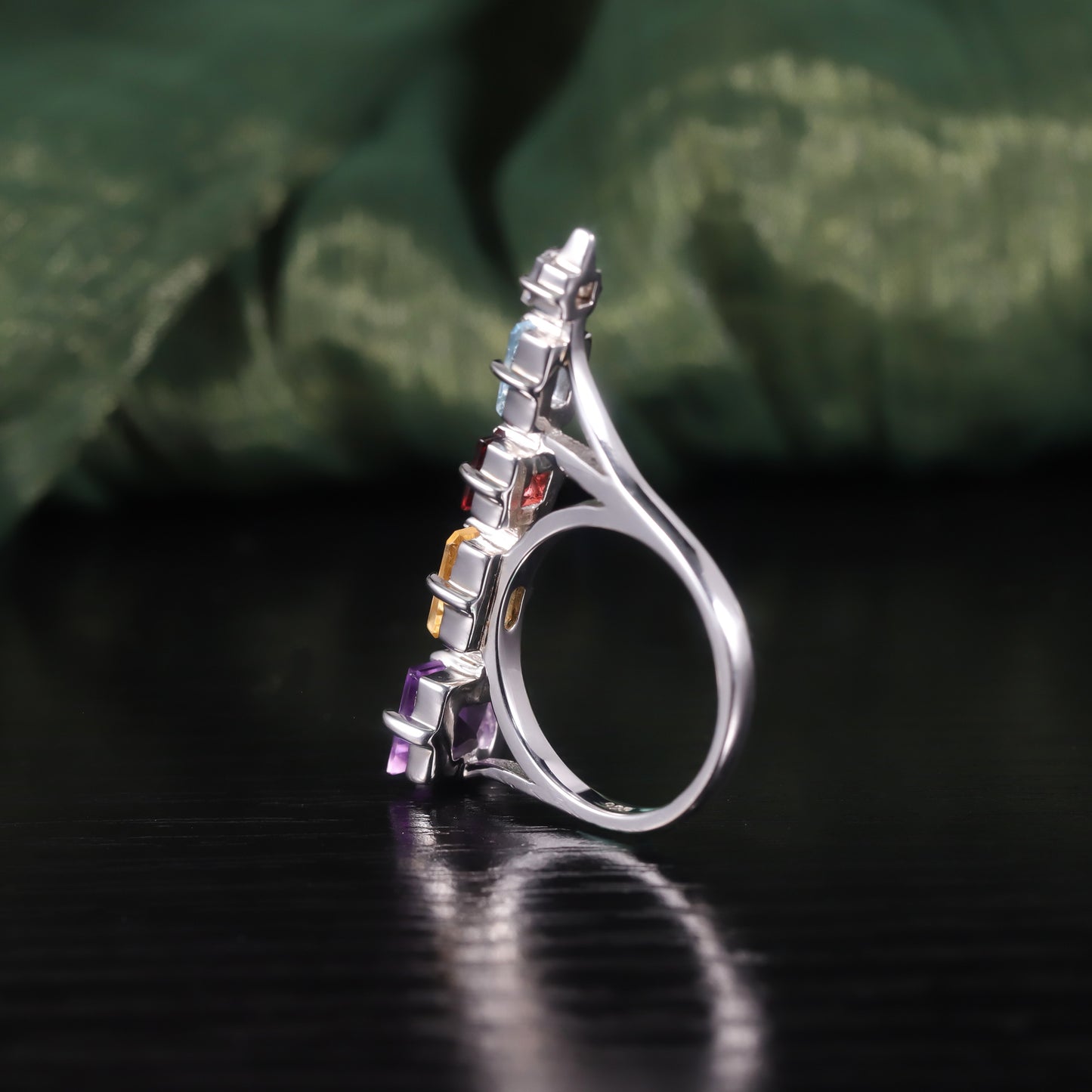 Unique Personality Natural Topaz Ring New Style s925Sterling Silver Inlaid Colorful Gemstone Crystal Ring for Women