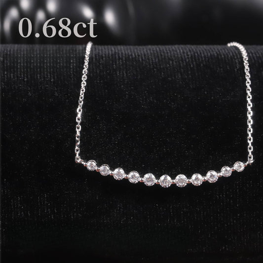 Cool Style Autumn Winter High-end One-word Clavicle Chain CVD/HPHT Lab-grown Diamond9/10/14/18k Gold necklace