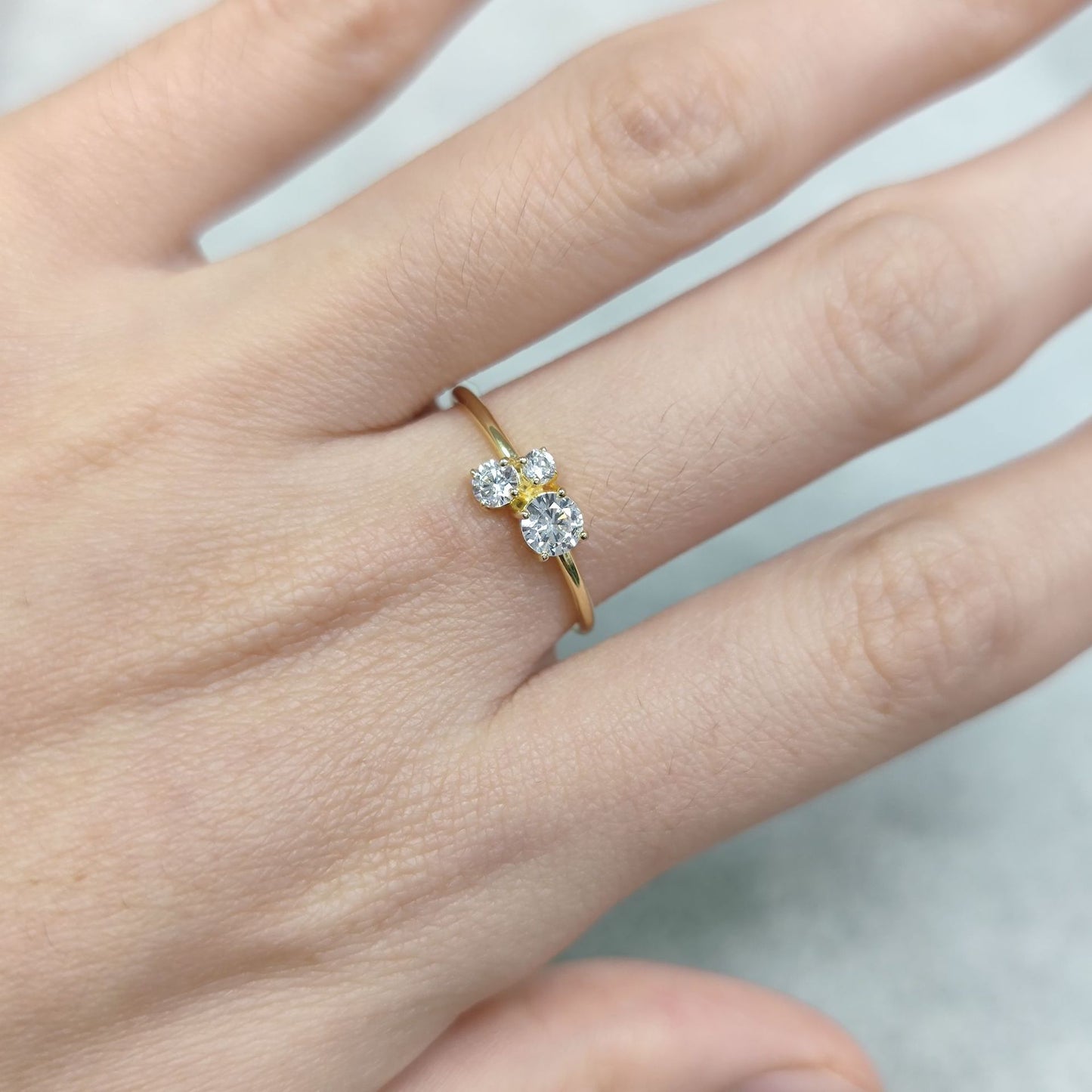 ins Elegant and Sophisticated Ring s925Sterling Silver Moissanite Inlaid Gold Dawn Series Small Ring for Men and Women