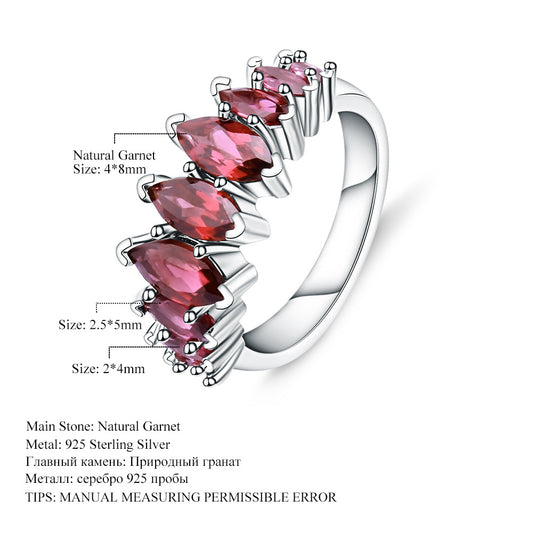 Luxurious Natural Rose Pomegranate Ring for Women Sophisticated Matching s925Silver Inlaid Gemstone Natural Color Gemstone Ring
