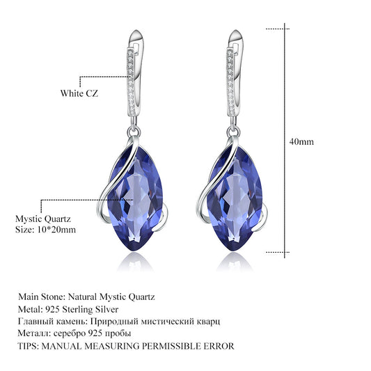 Luxurious Design Sense Colorful Gemstone Earrings Fashion Temperament s925Silver Inlaid Gemstone Crystal Earrings