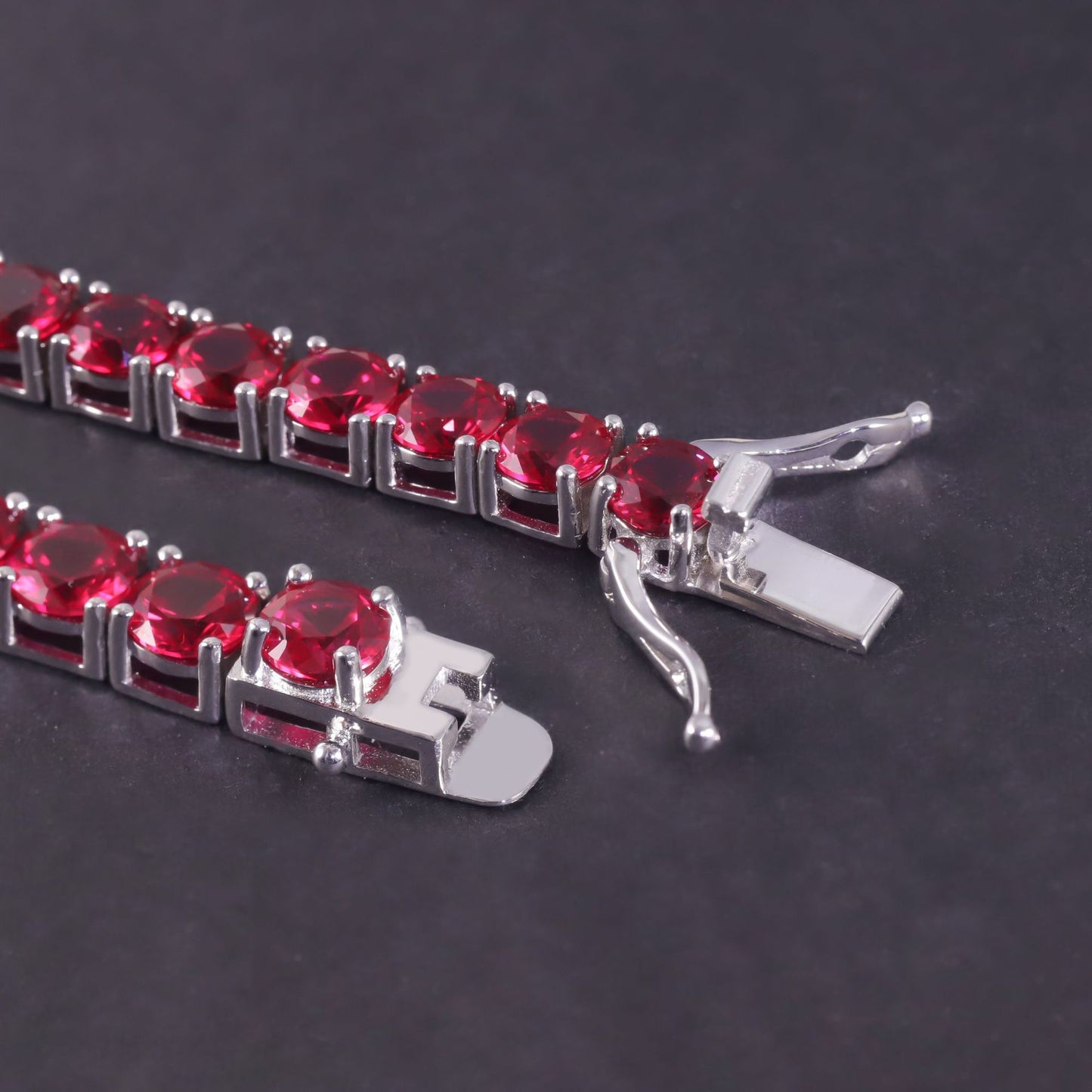 Summer New Style Pigeon Blood Ruby Bracelet5mm Tennis Chain s925Sterling Silver Inlaid Cultivated Ruby Bracelet Light Luxury