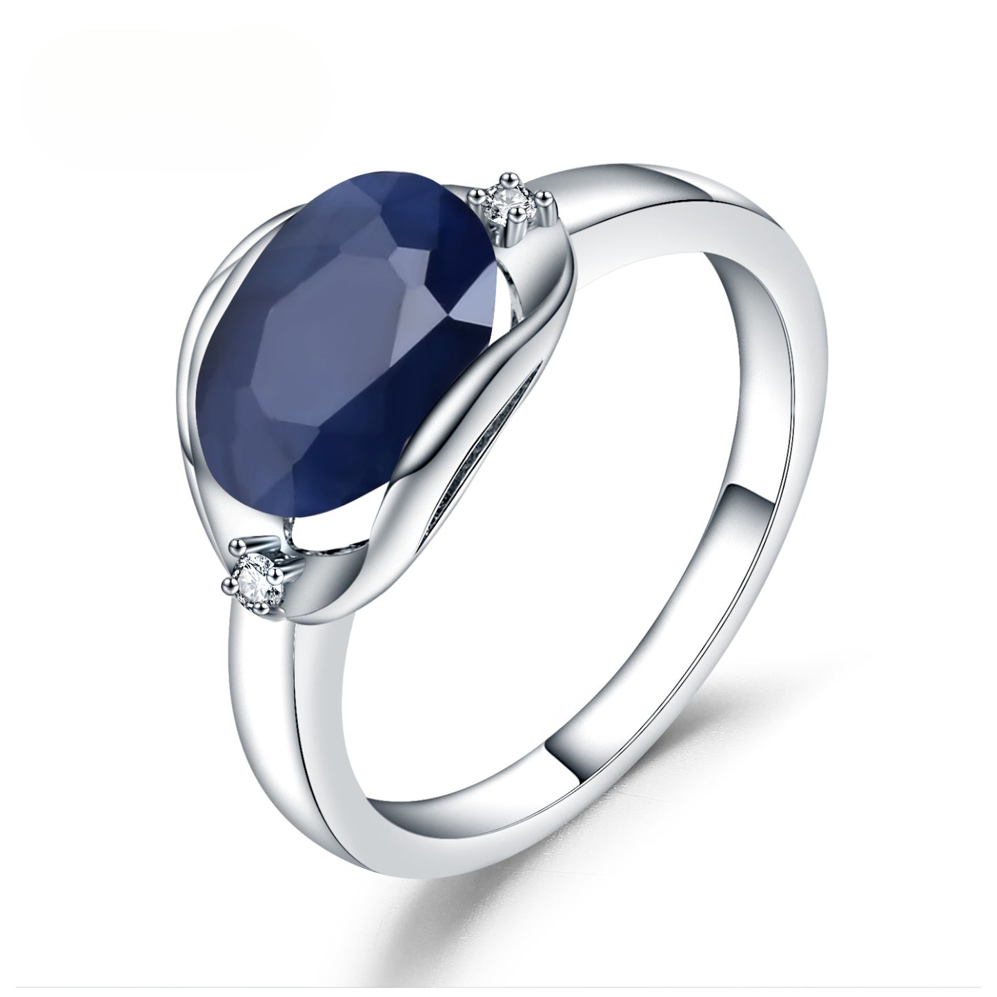 Luxurious Minimalist Design Natural Sapphire Ring Fashionable Exquisite Inlaid Natural Gemstone s925Silver Gemstone Ring