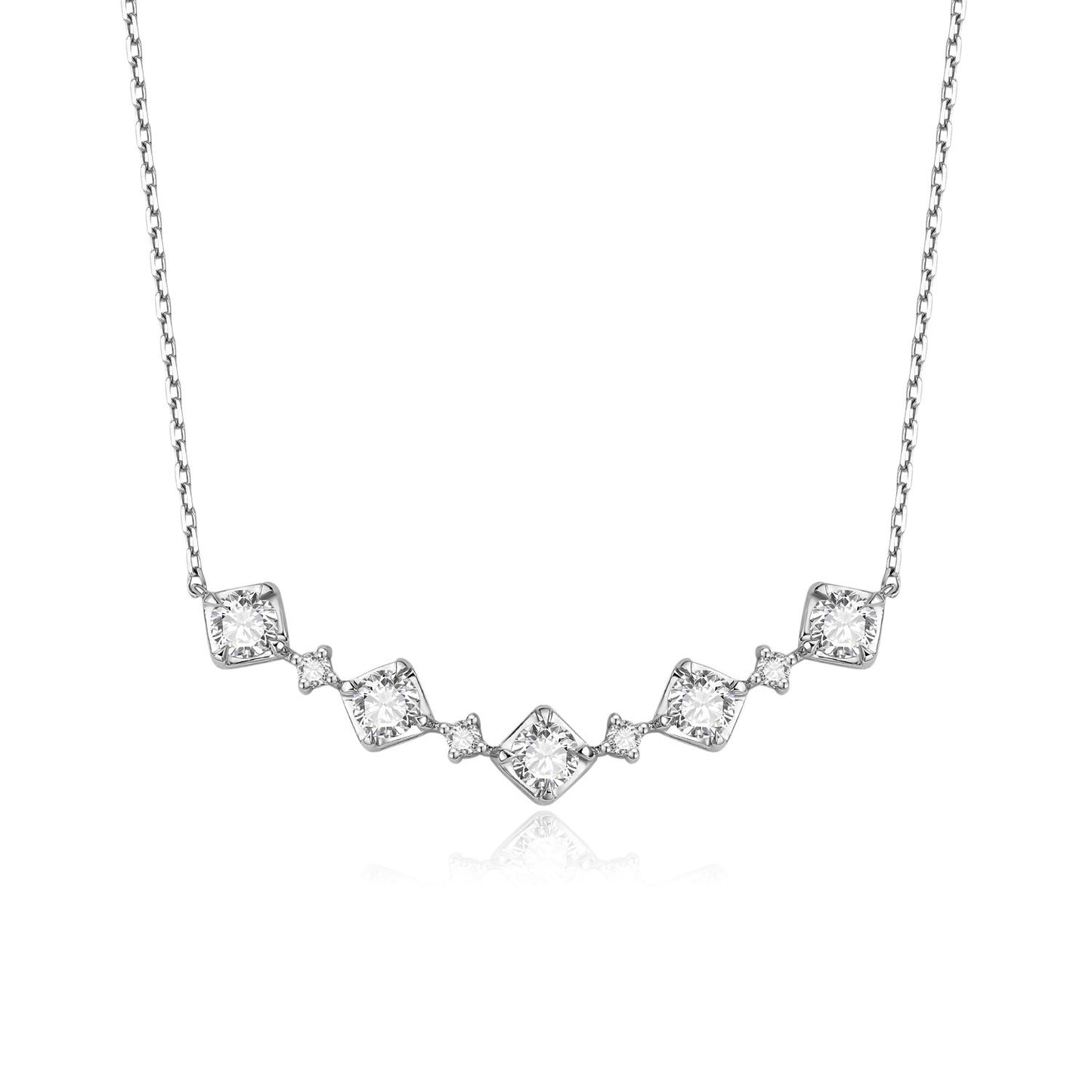 Sense of Design18k Gold Inlaid Cultivated Diamond Necklace for Women Seiko Au750k Gold Platinum Genuine Diamond Clavicle Chain Temperament