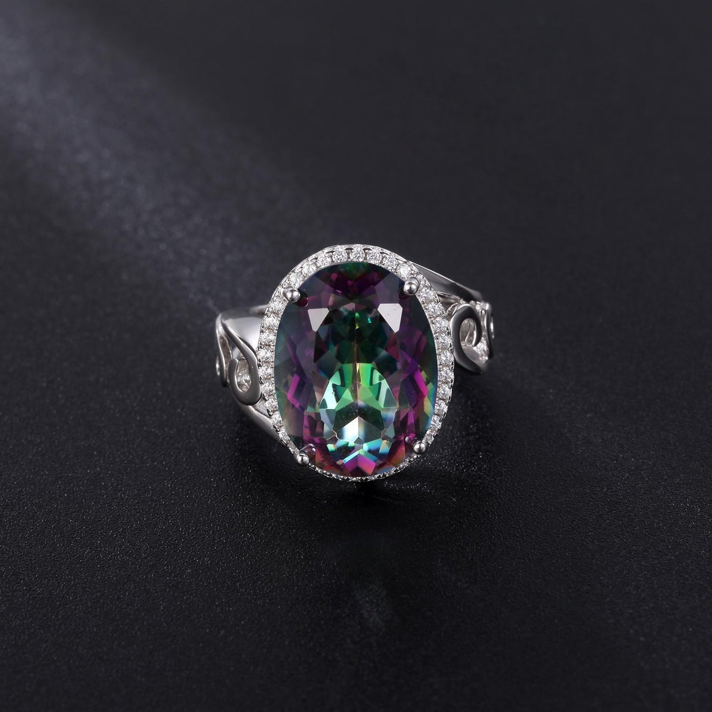 Luxurious Design Gemstone Ring Fashion s925Silver Inlaid Colorful Gemstone Crystal Ring