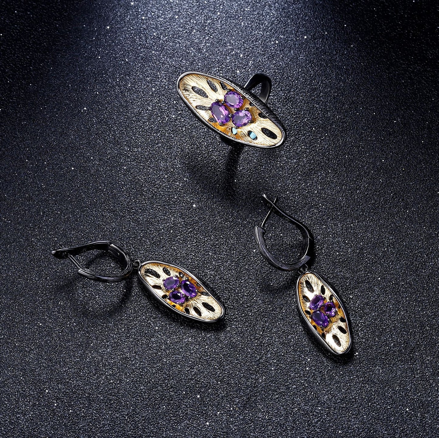 Italian Craft Designer Gemstone Earrings Niche design925Silver Natural Amethyst Earrings Drop Earrings