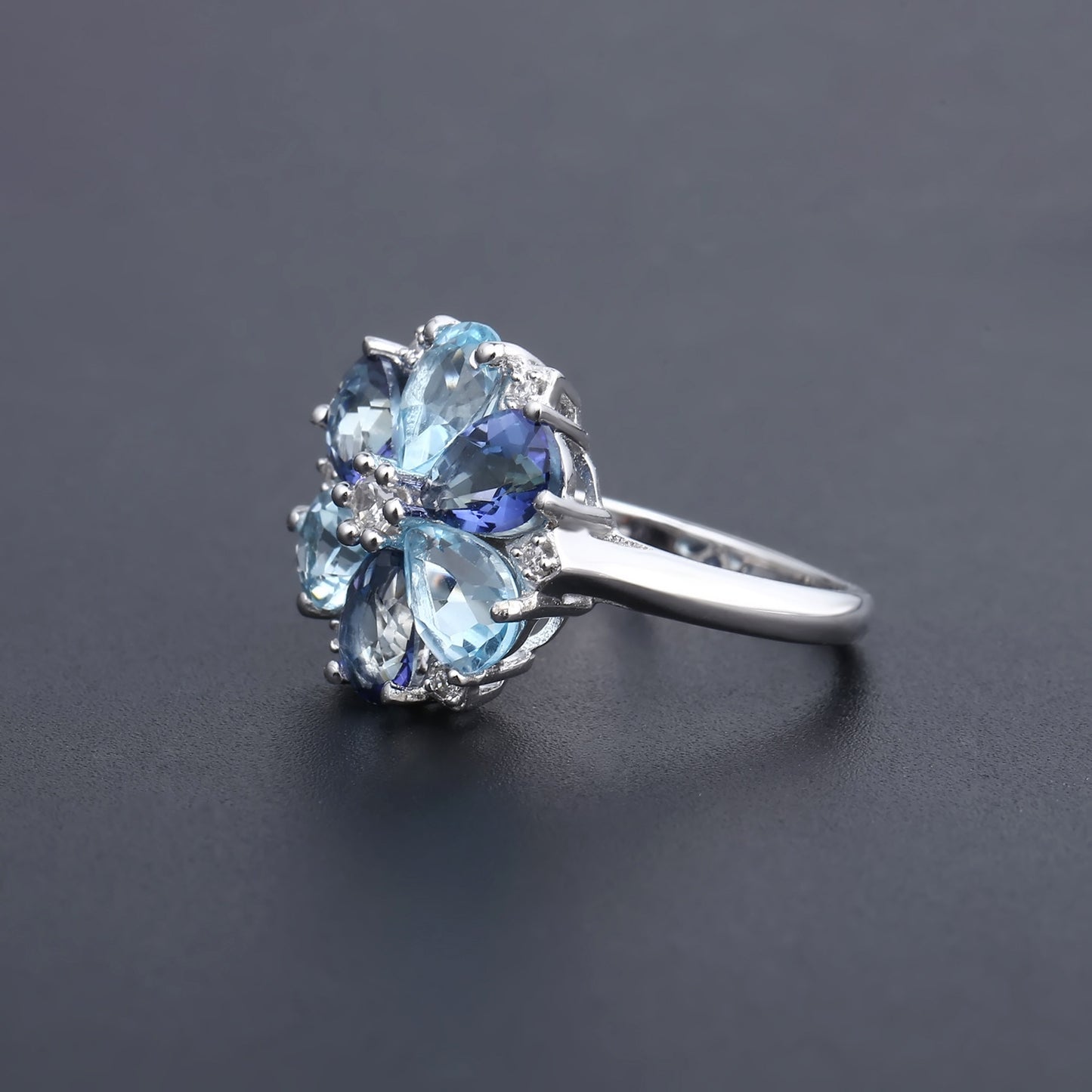 Affordable luxury fashion ins Natural Gemstone Ring s925Sterling Silver Inlaid Natural Colorful Crystal Gemstone Ring
